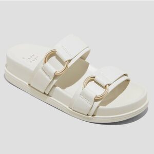 Women's Marcy Two-band Buckle Footbed Sandals - A New Day- Cream Size 6 -New